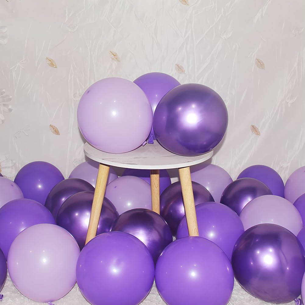 300 Pcs Purple Balloons 5 Inch Metallic Chrome Purple Pastel Macaron Light Lavender Assorted Colors