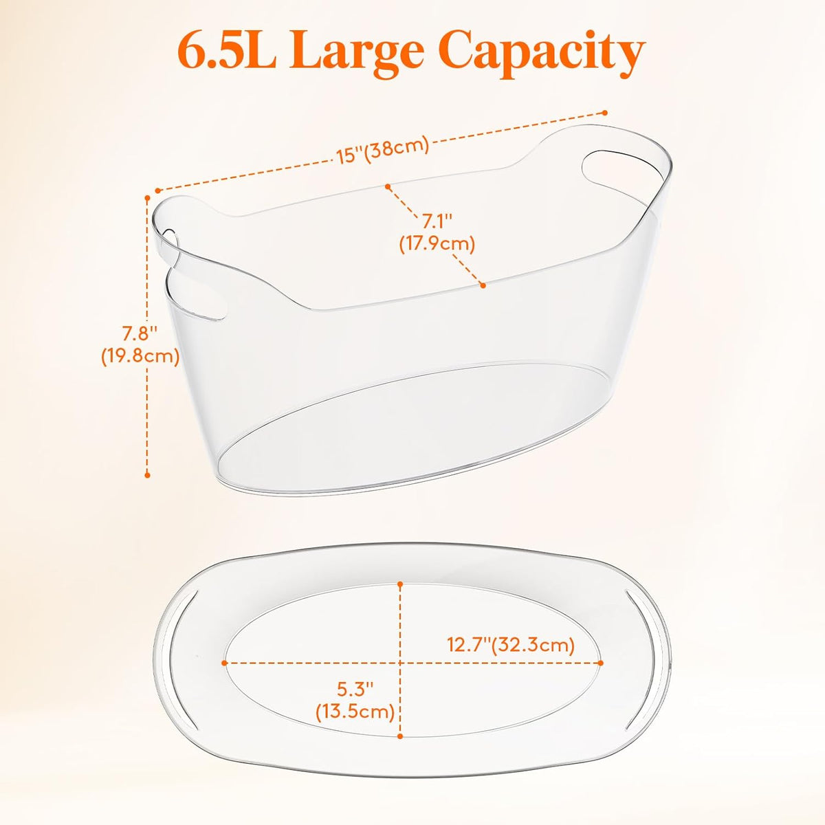 Lifewit Large 6.5L Ice Bucket for Parties 4 Pcs (in 1 Package), Portable Drink Bucket for Cocktail