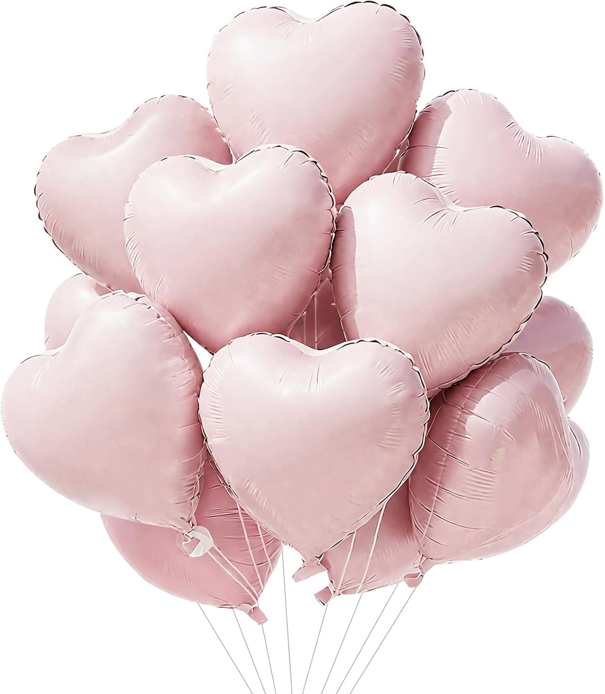 TONIFUL 15Pcs 18 Inch Baby Pink Heart Balloons Pastel Pink Heart Shape Foil Mylar Balloons