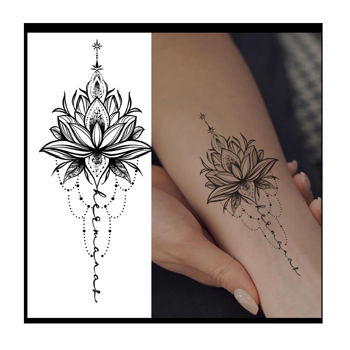INKARTLINK Tattoo Tech, 2 Sheets Large Semi Permanent Tattoo, Adult Art Design Temporary Tattoos