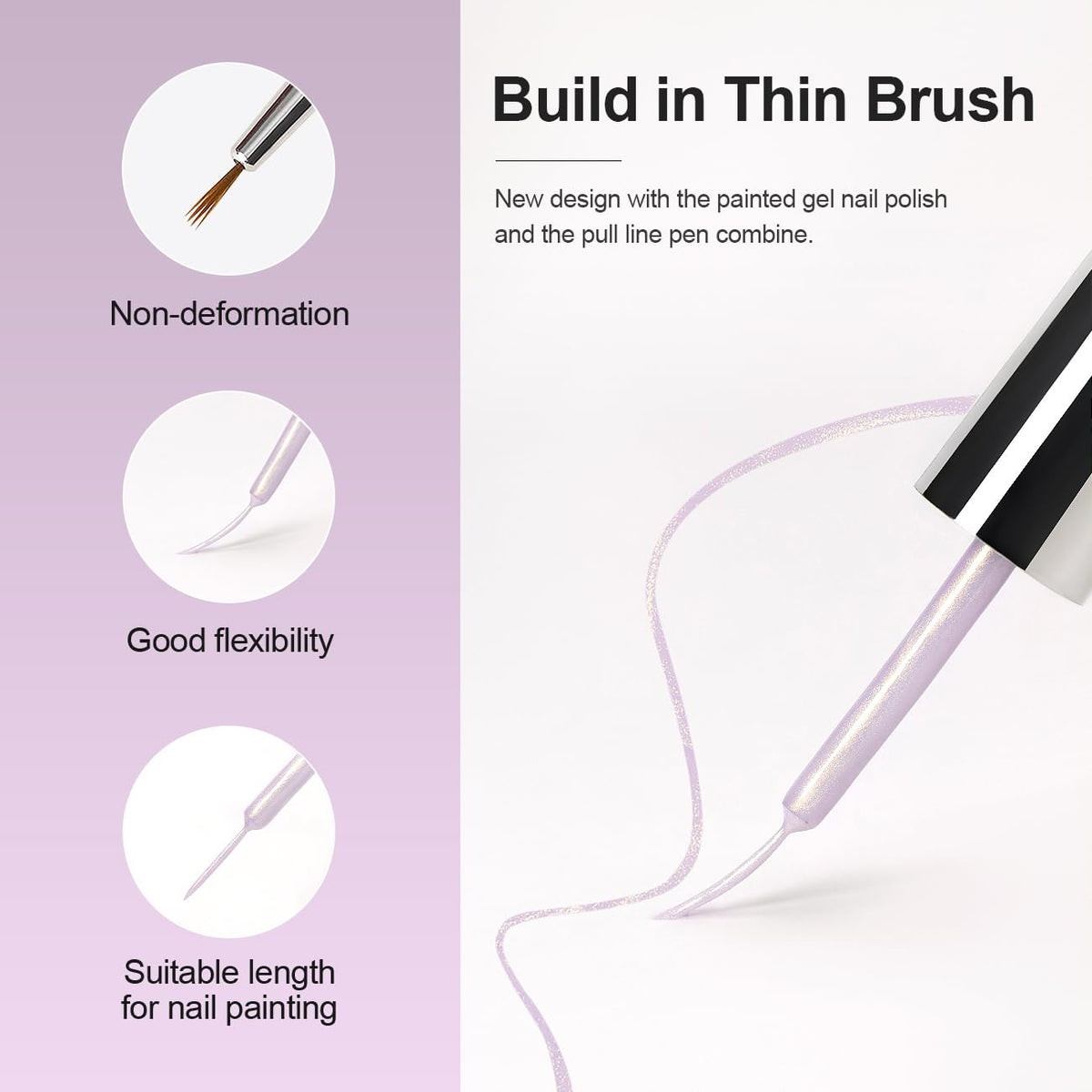 RARJSM Pearl Gold Gel Liner Nail Art Pearlescent Milky Light Purple White Golden Shell Glitter