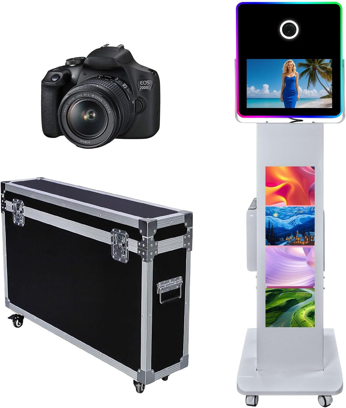 Portable Photo Booth with 15.6''and 29''LCD Touch Screen Selfie Photobooth Machine for Events