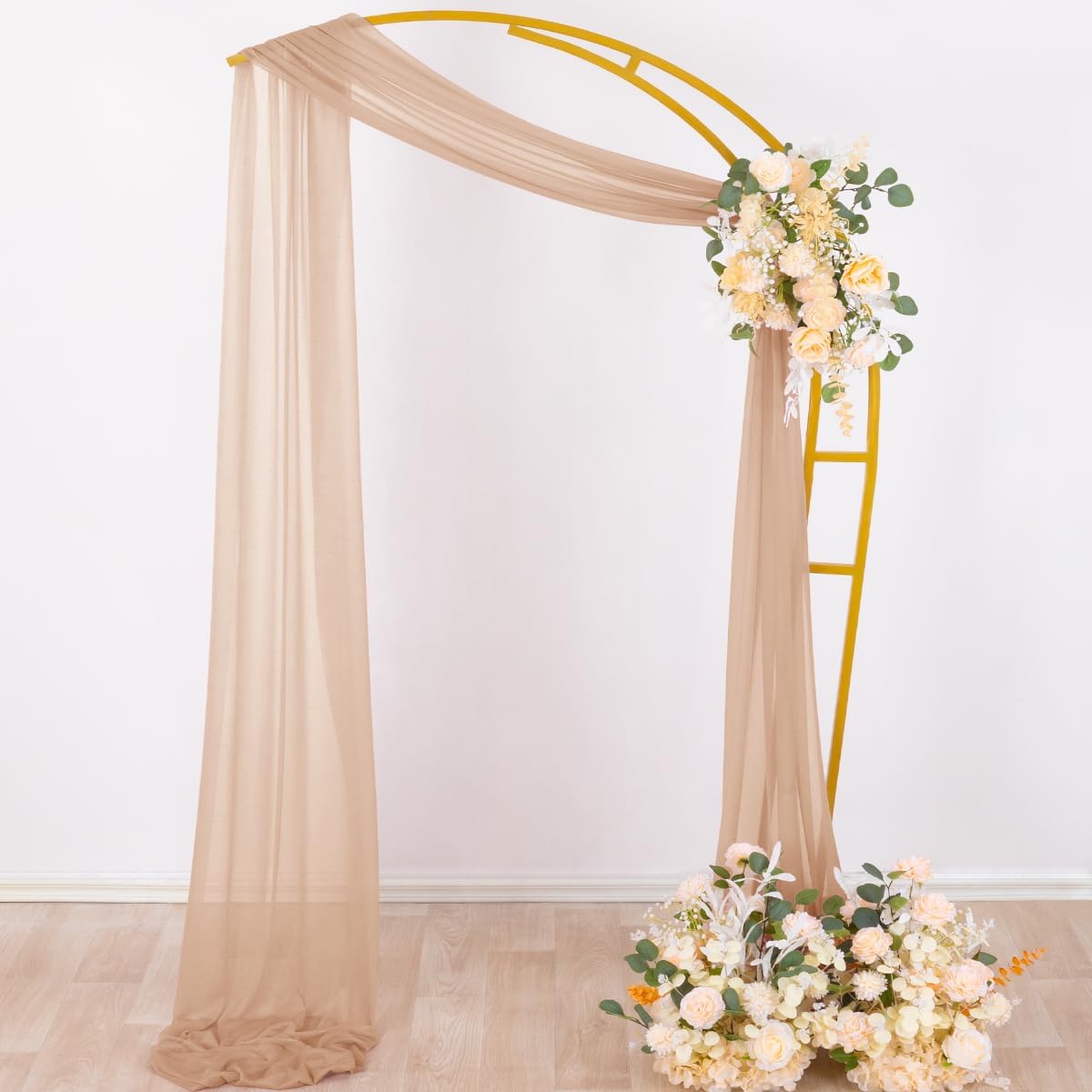 Socomi Wedding Arch Draping Fabric 29" x 20Ft 2 Panels Nude Sheer Outdoor Curtain Drapes Extra Long