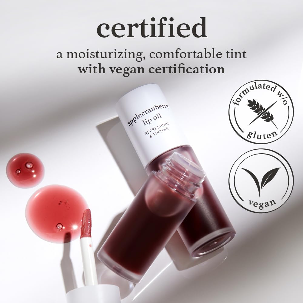 NOONI Korean Lip Oil - Applecranberry | Long-Lasting, Moisturizing, Plumping, Revitalizing for Dry