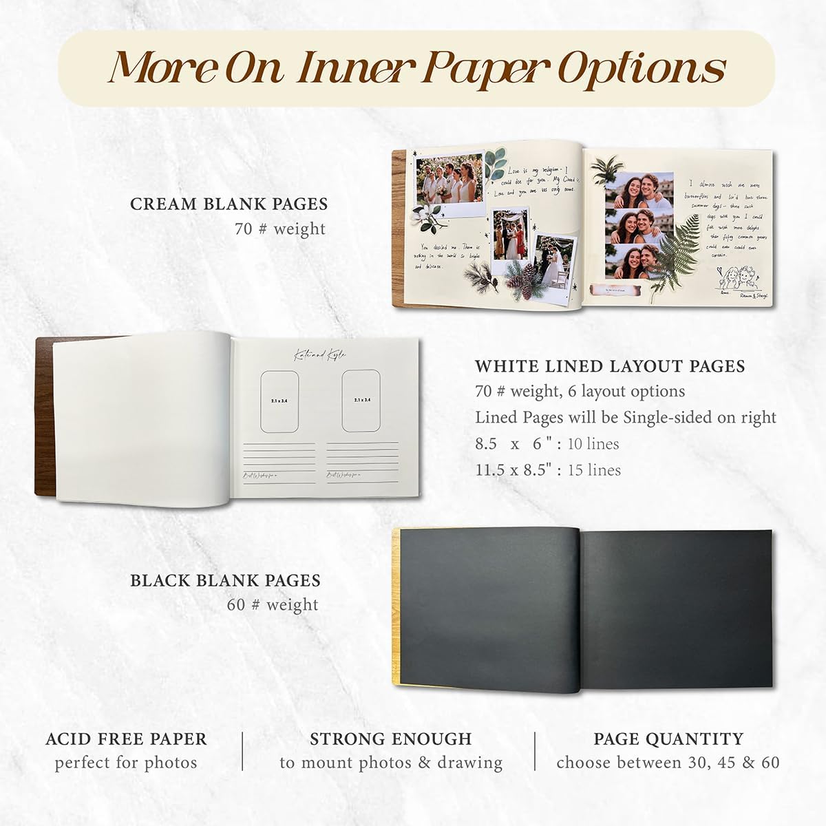 Customized Wooden Guest Book for Weddings, Funerals & Events - Personalized Keepsake Memory Book