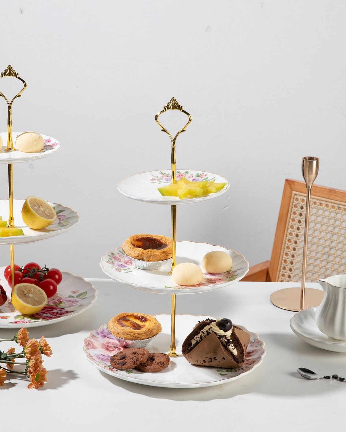 Sweejar 3 Tier Ceramic Cake Stand Wedding, Dessert Cupcake Stand for Tea Party Serving Platter