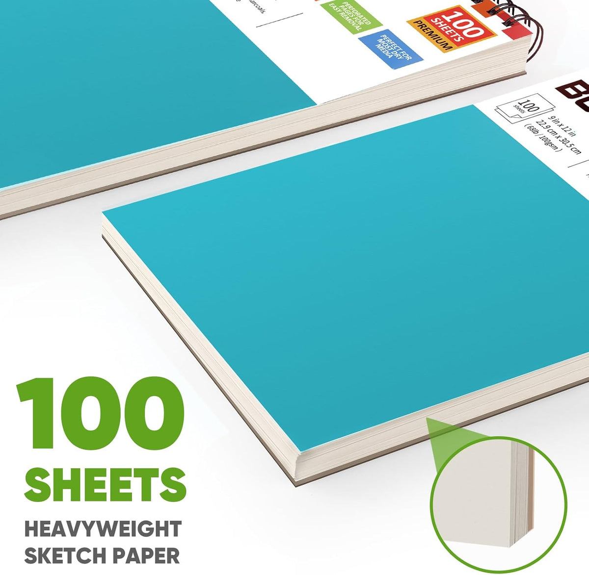 Soucolor School Supplies 9" x 12" Sketch Book for High College Teacher Student, 1-Pack 100 Sheets