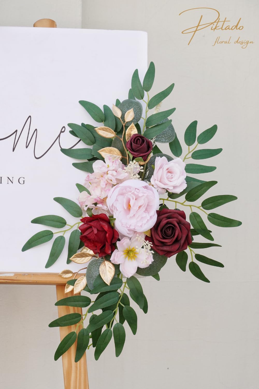 Faux Flower Swag Set of 2 for Wedding Welcome Signs Floral Swag Wedding Reception Ceremony Signs