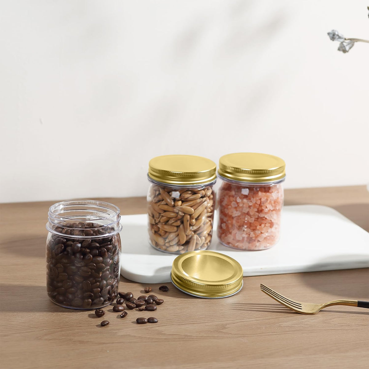 novelinks 8 oz Clear Plastic Jars with Screw-On Lids - BPA-Free Refillable Storage Containers for