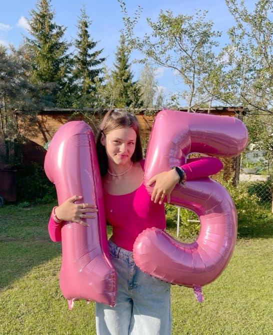 Pink Number 1 Balloon 40 inch, Number 1 Birthday Balloon for Boy Girl, Pink Foil One for 1st 10 11