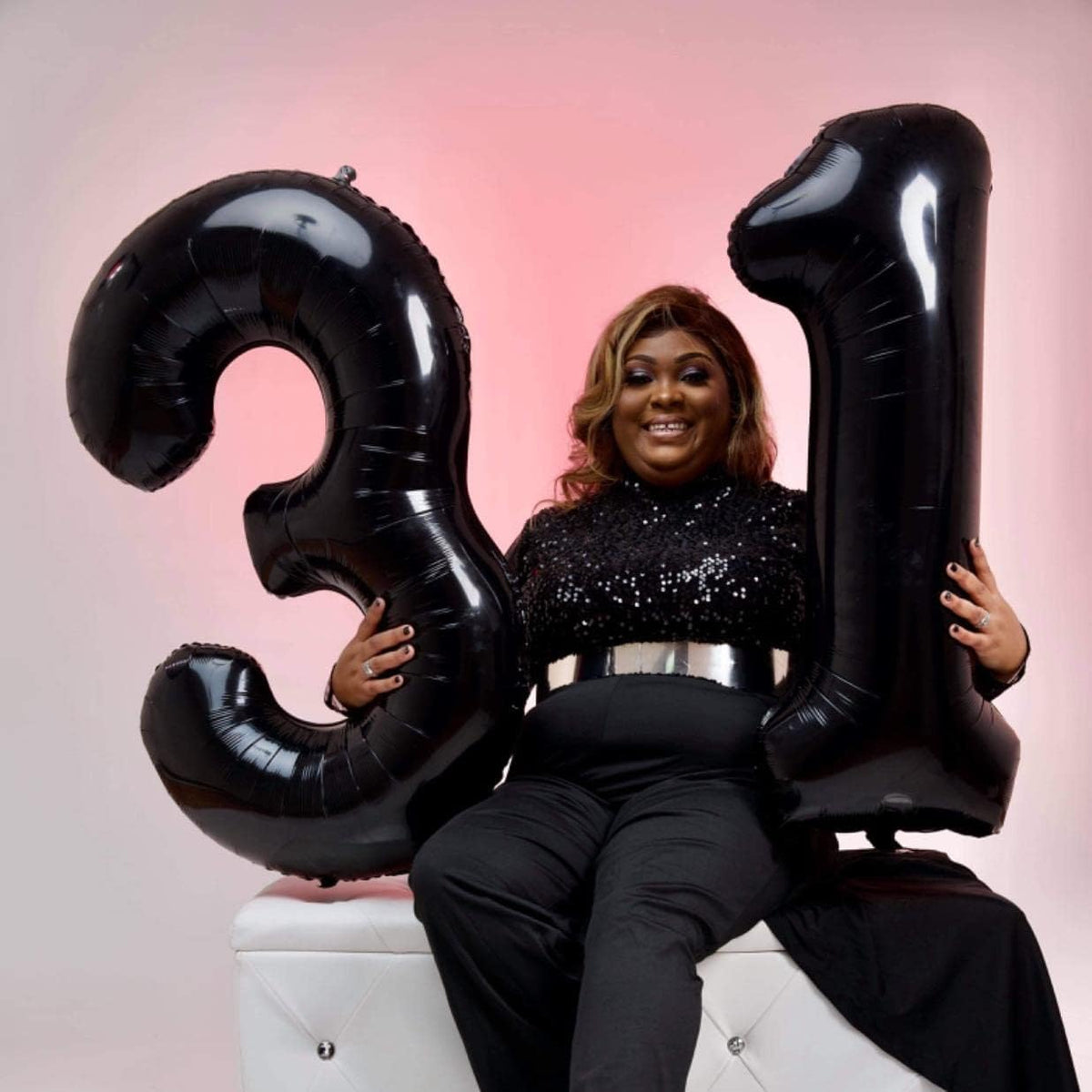40 Inch Black Foil Balloon Number 1, Giant Self Inflating Number Balloons 0-9 Digital Helium