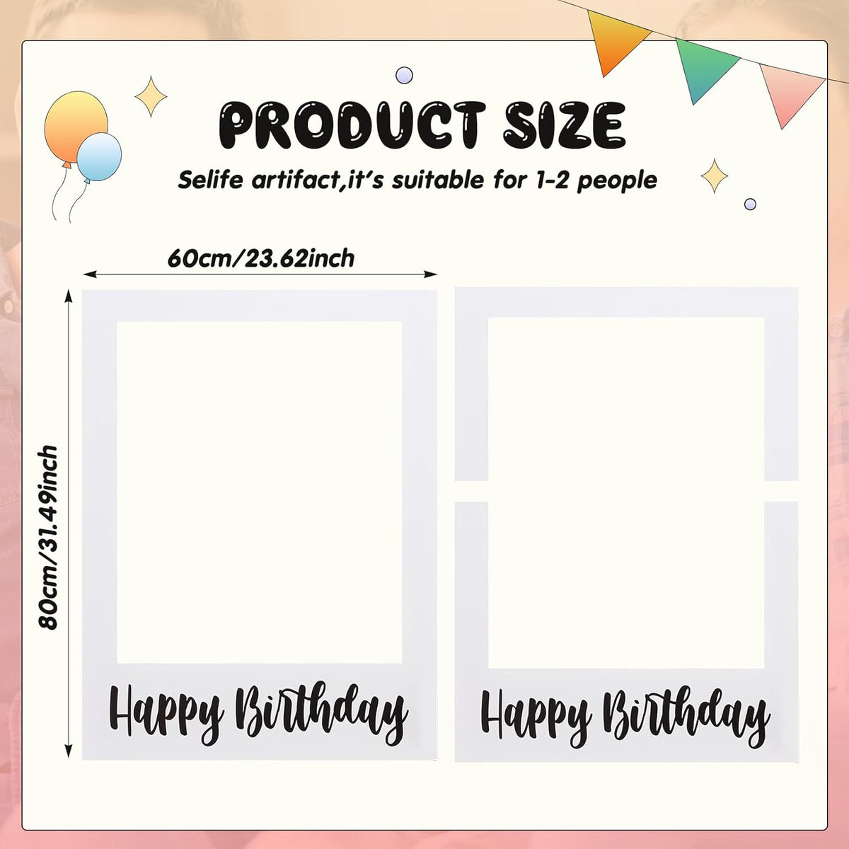 32 x 24 Inch Large Photo Booth Props Picture Frame Happy Birthday Party Frame DIY Cutouts Photo