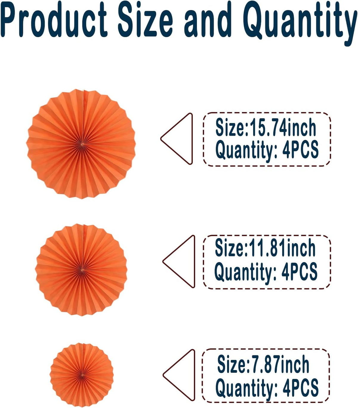 Orange Hallowmas Party Hanging Fans DIY Set - 12pcs Paper Fans with Pinwheels - DIY Paper Craft for