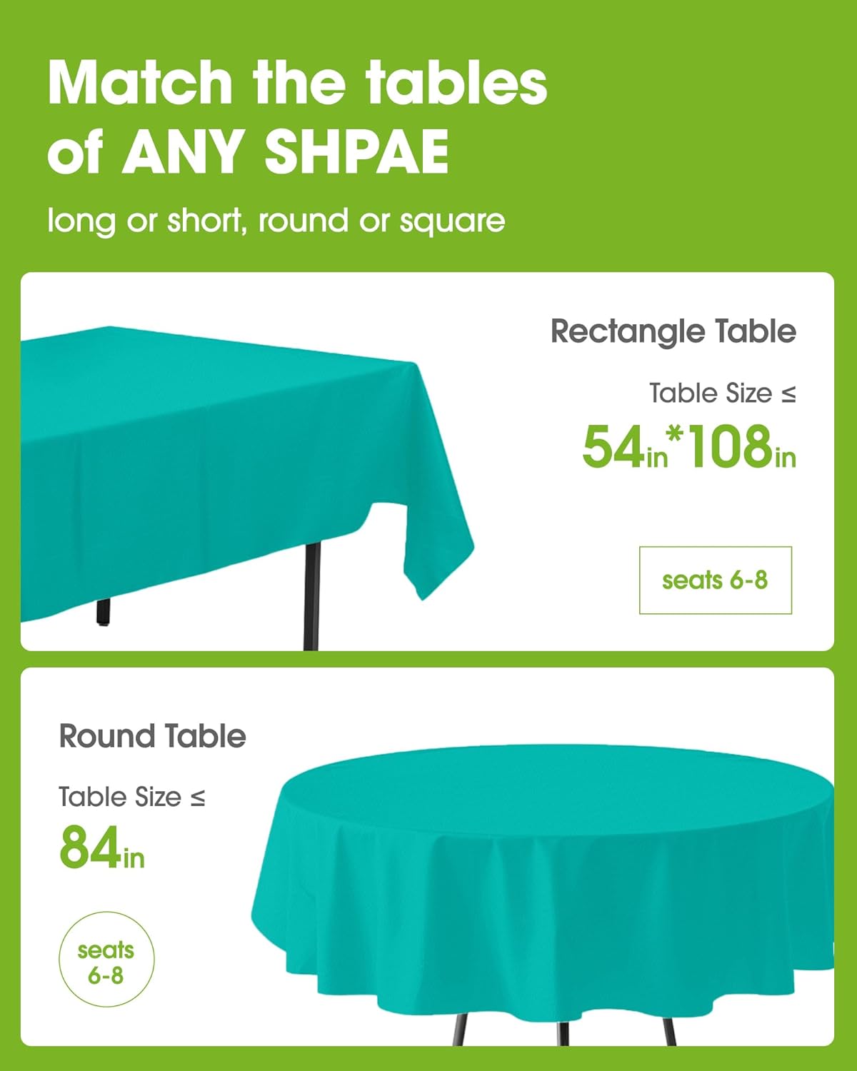 Pureegg Plastic Table Cloth Disposable 10 Pack, 54 x 108 Inch Table Cloths, Easter Party, Summer