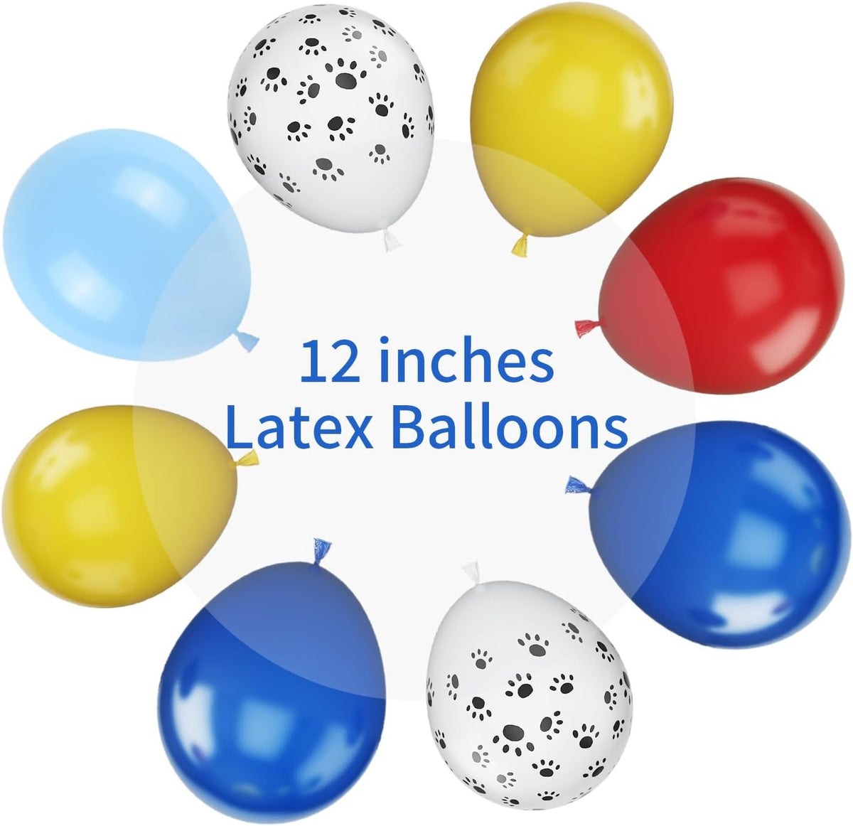Dog Paw Balloons, 12 Inch Dog Paw Print Latex Balloons Red Yellow Blue Royal Blue Paw Balloon for