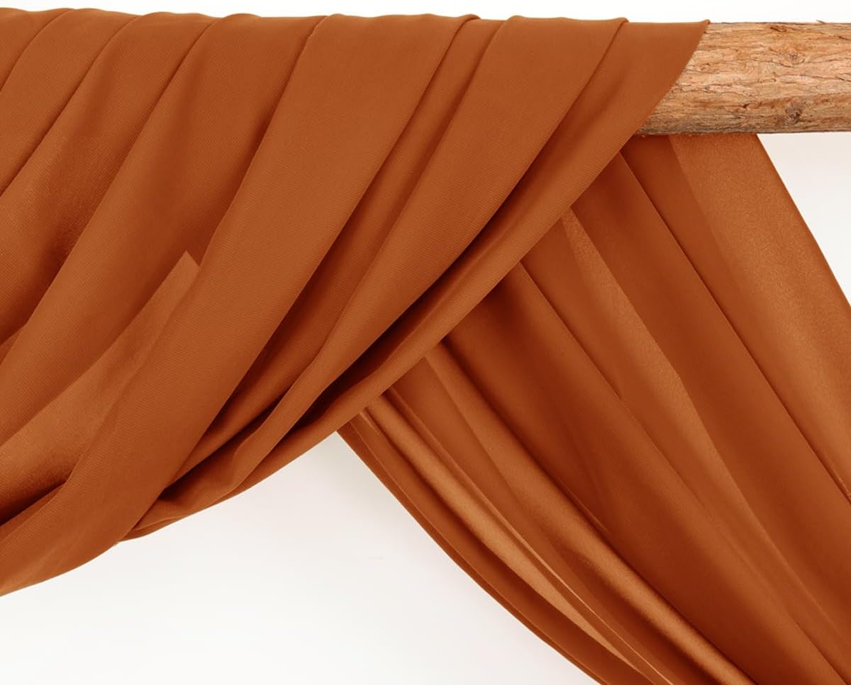 Wedding Arch Draping Fabric 2 Panels 30'' x 18FT Terracotta Sheer Chiffon Arch Drapery for Photo