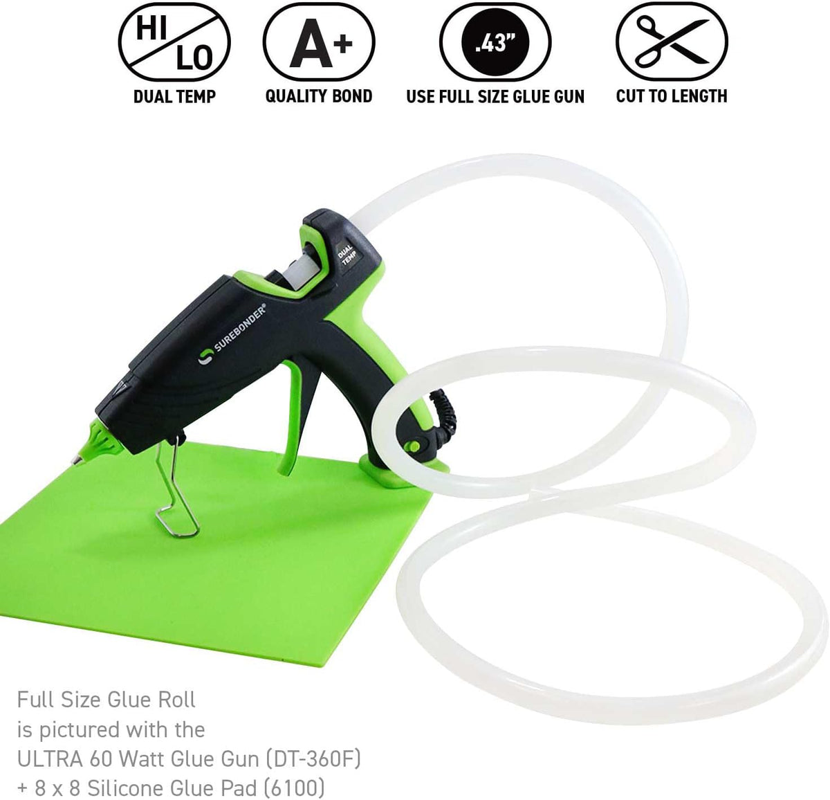 Surebonder RR-77 Full Size 77 ft. Clear All Temperature Hot Glue Stick Roll/Rope for Continuous