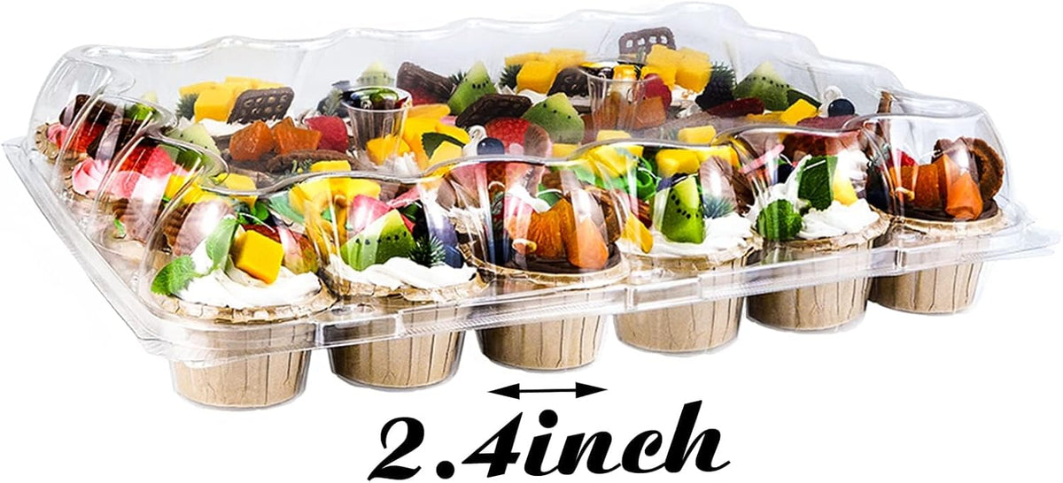 TWOWYHI 24 Counts x 10 Sets Cupcake Containers Cupcake Boxes Plastic Cupcakes Carrier Holders for