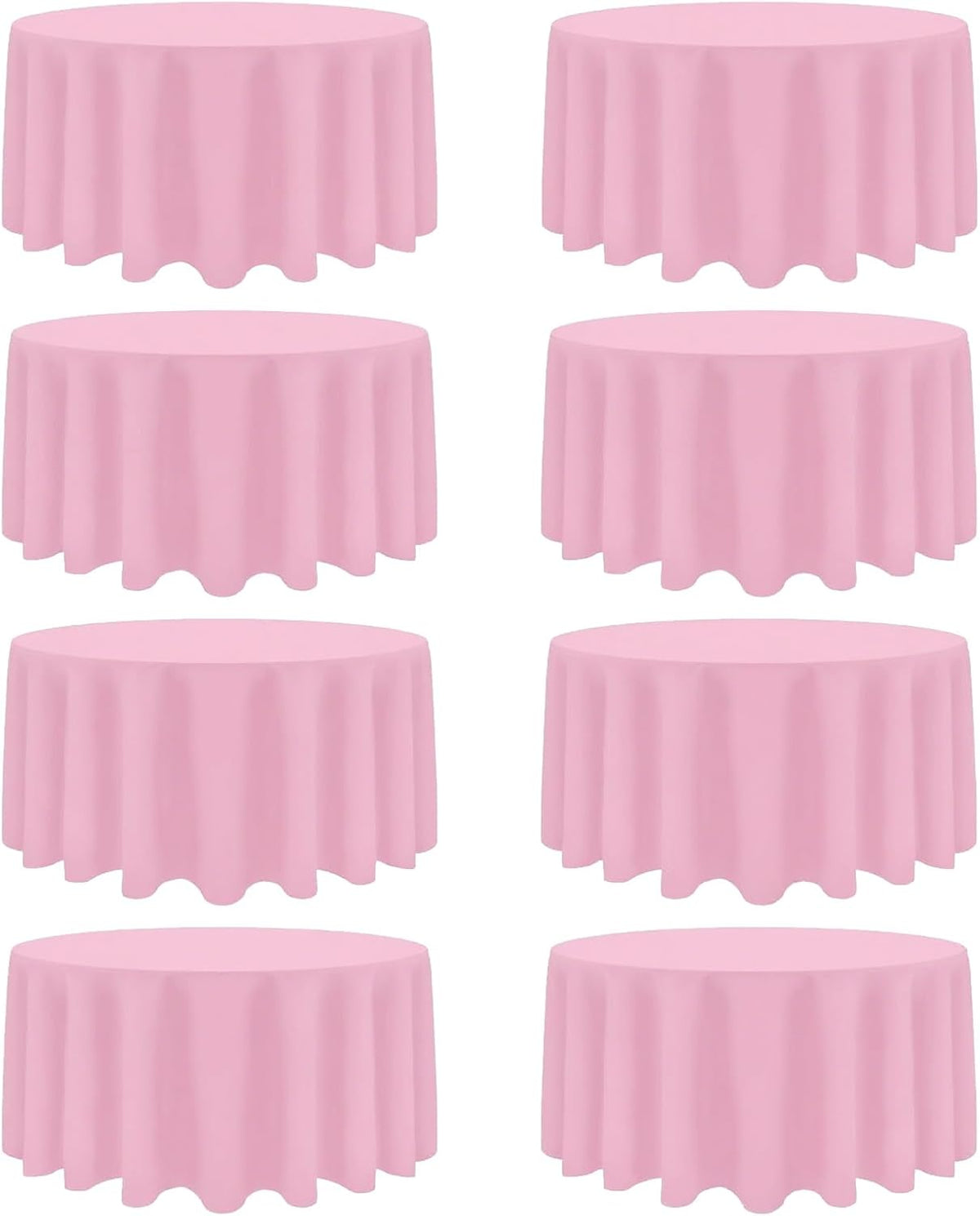 8 Pack Pink Round Tablecloth 120 Inch Stain and Wrinkle Resistant Round Pink Table Cloth Reusable