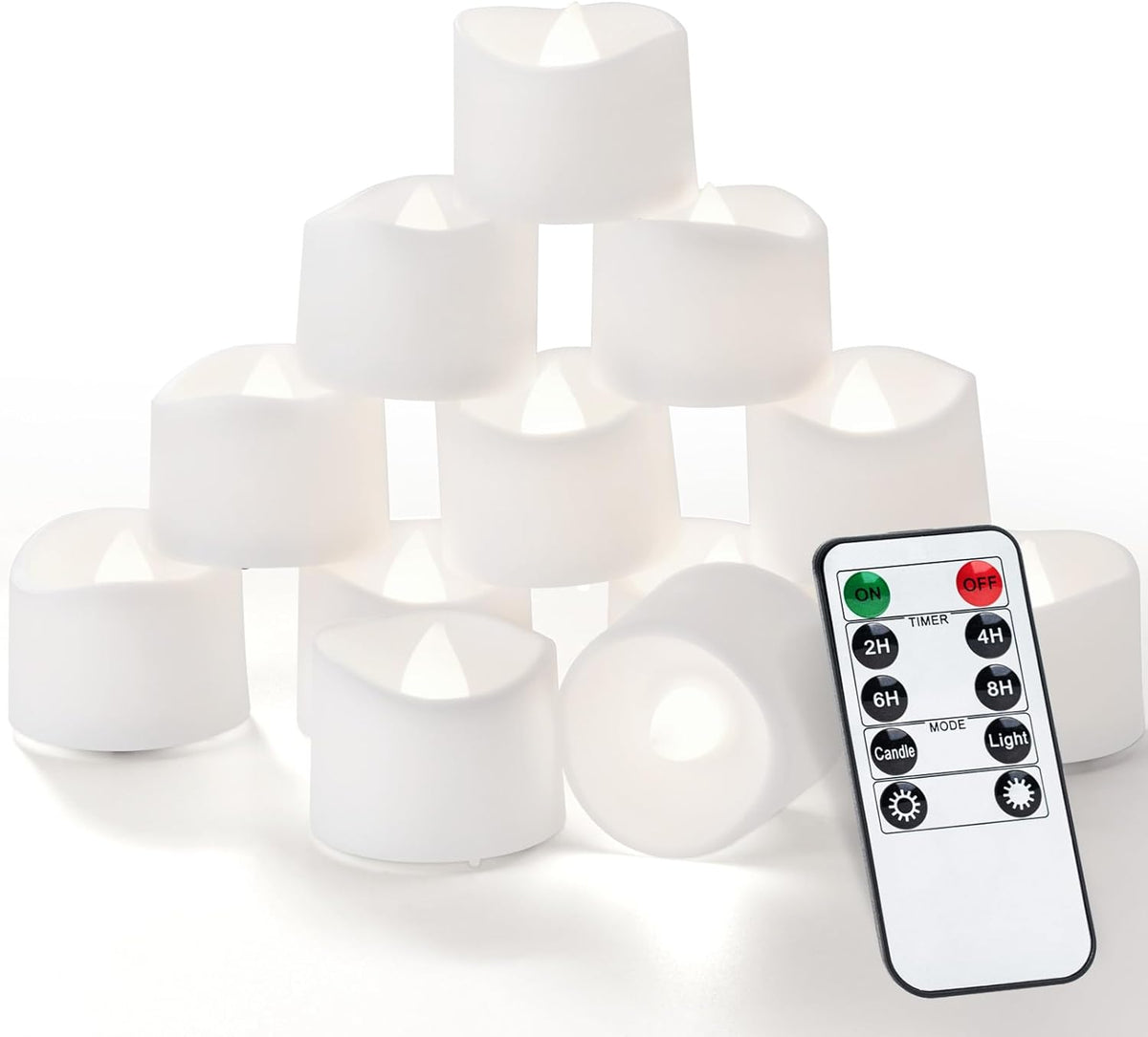 Homemory 12pcs Remote Timer LED Tea Lights Candles, 400+Hours Flickering Flameless Battery Votive