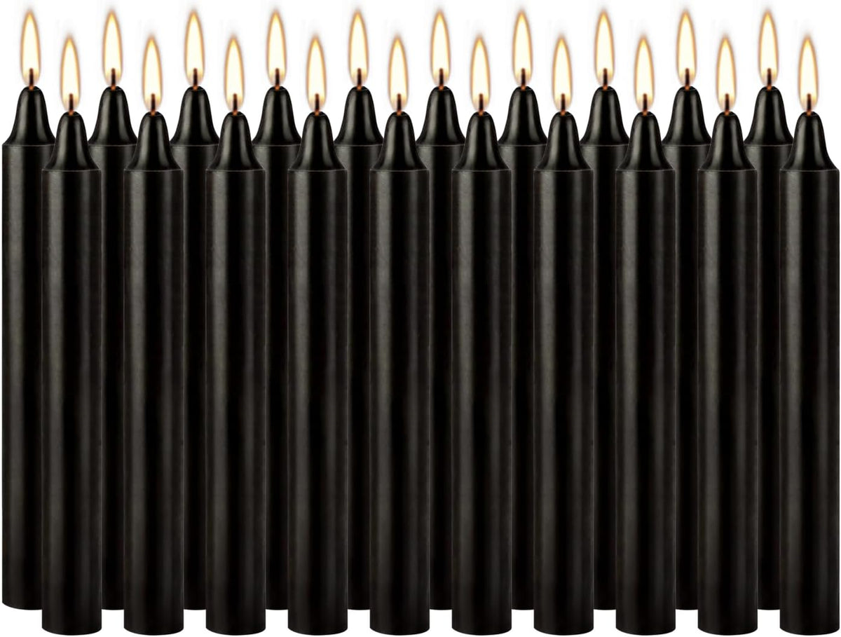 Unscented Black Spell Chime Candle-4 Inch Tall Taper Candles-20 Pcs Chime Candles, Mini Smokeless