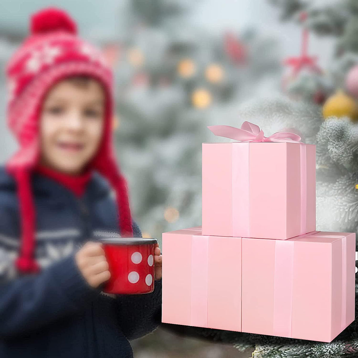COTOPHER Small Gift Boxes 25 Pack 5x5x5 inches Pink Gift Boxes with Lids for Gifts, Crafting