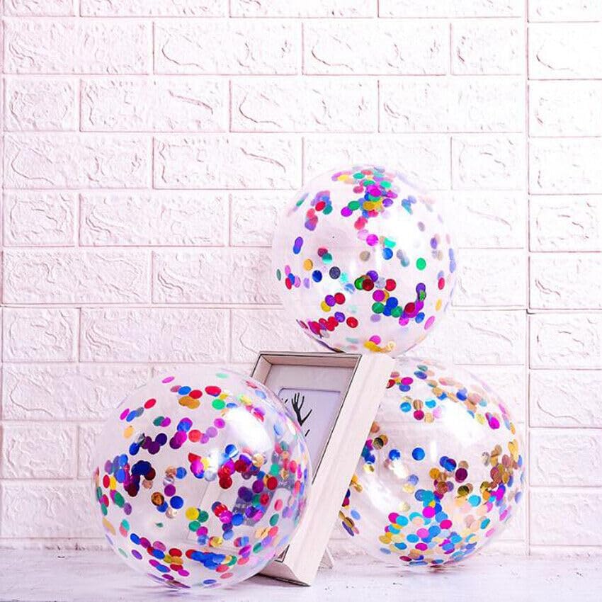 Bezente Rainbow Multicolor Confetti Latex Balloons - 60 Pack 12 inch Helium Colorful Confetti