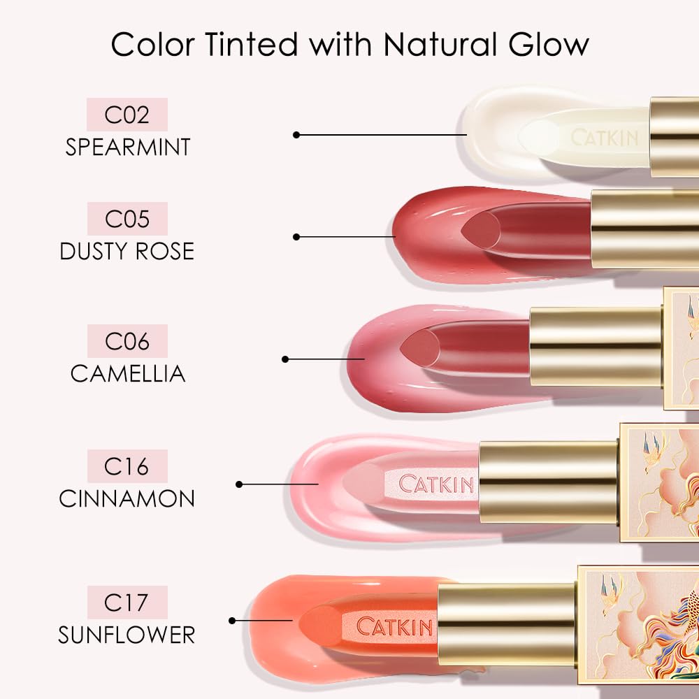 CATKIN Tinted Lip Balm Sheer Lip Stain Ultra Hydrating Lip Moistrurizer Lip Care with Vitamin E