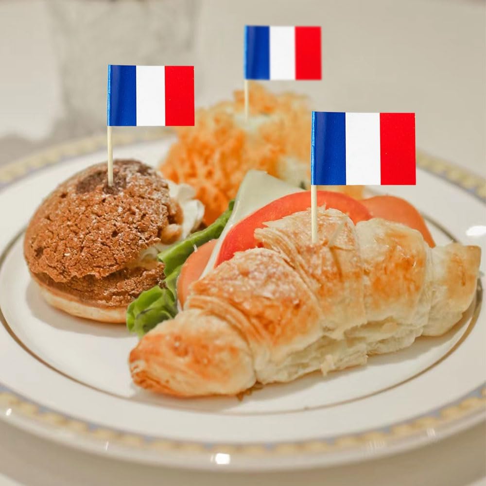 mflagperft France Flag French Flag, Small Mini France Toothpick Flags for Food, Cupcakes