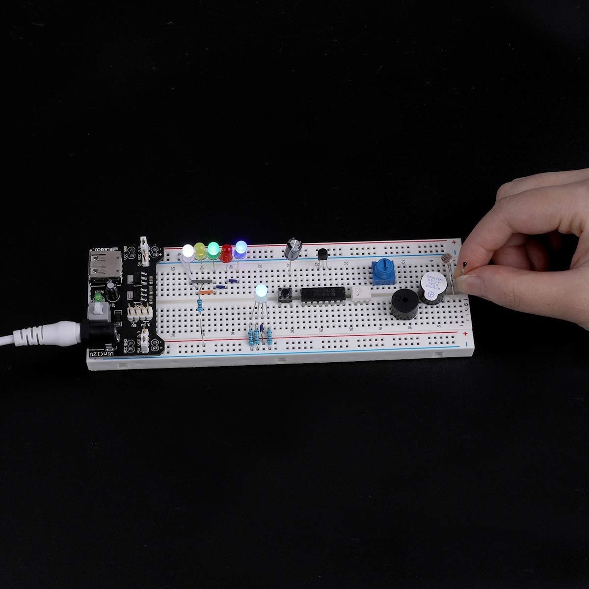 ELEGOO Upgraded Electronics Fun Kit w/Power Supply Module, Jumper Wire, Precision Potentiometer