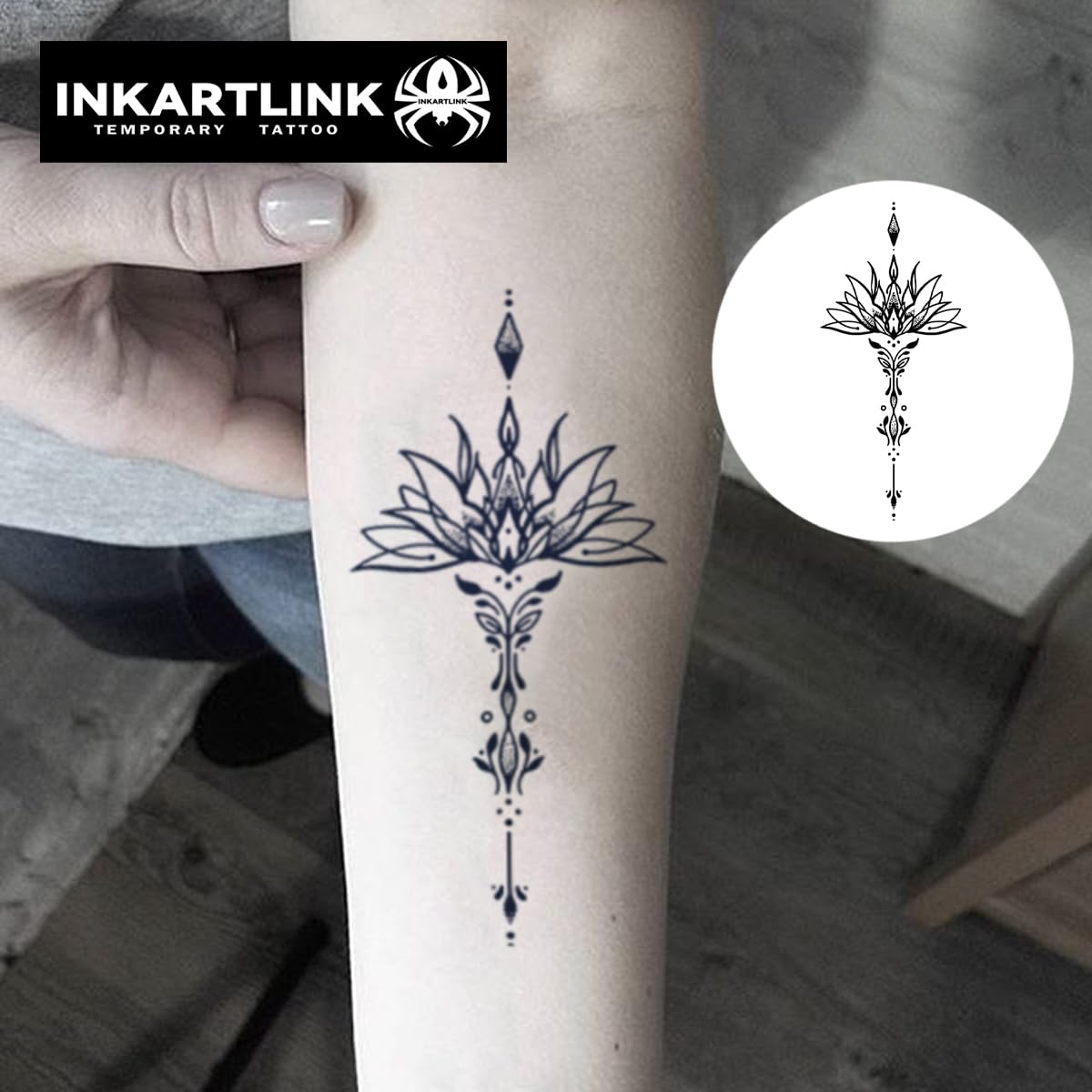INKARTLINK Tattoo Tech, 2 Sheets Large Semi Permanent Tattoo, Adult Art Design Temporary Tattoos