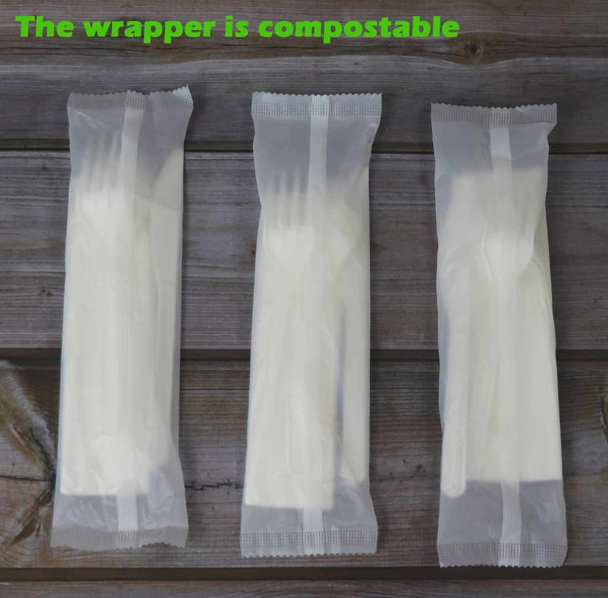 GreenWorks 6" Compostable CPLA Cutlery Kits, BPI Certified 200 Sets (Fork, Spoon,Knife,Napkin 4 in