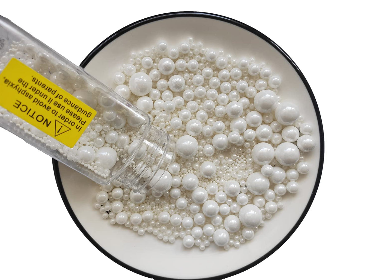 Edible White Pearls Sugar Sprinkles 120g/4.23 oz, Mix size Candy Pearl for Cake Decorating and