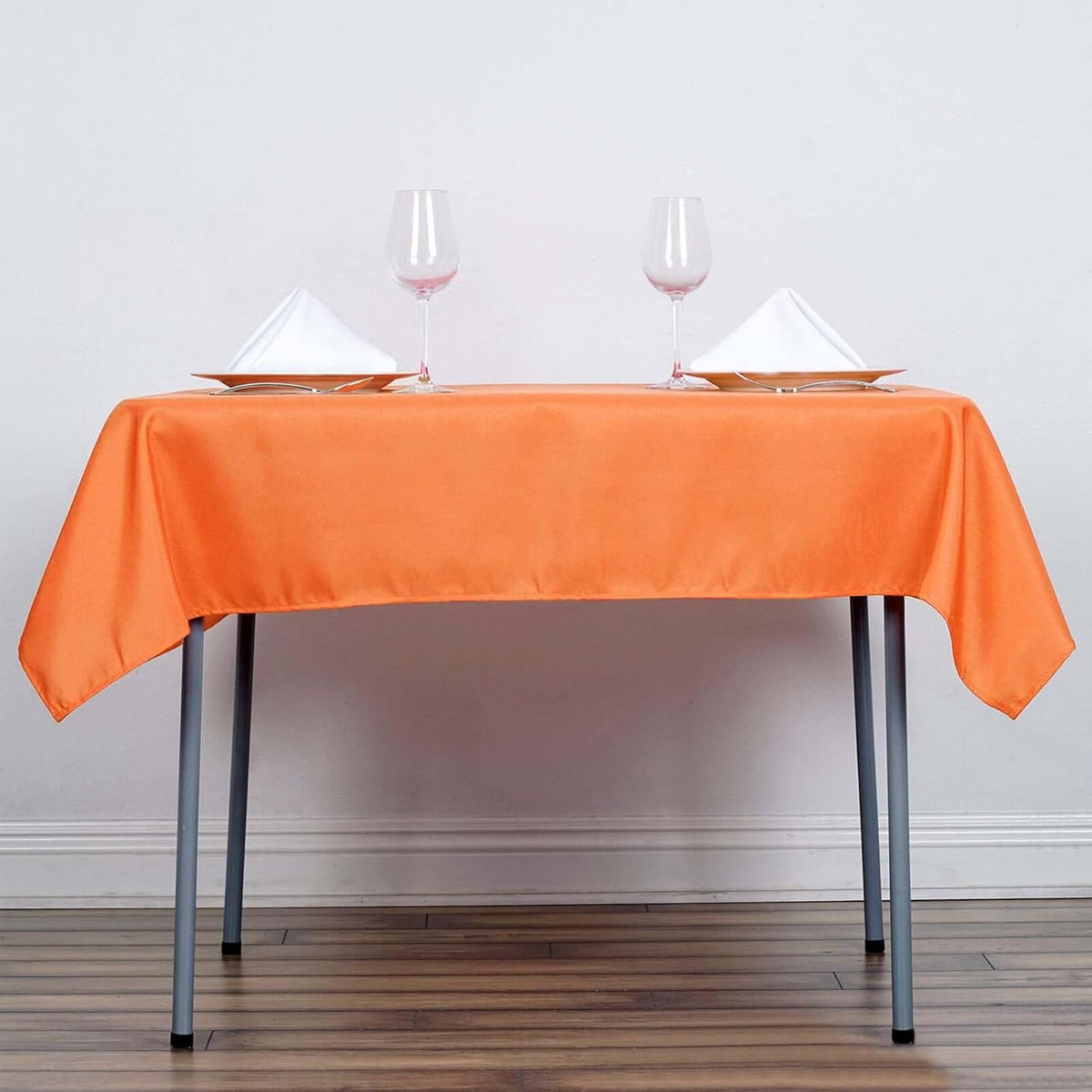 Efavormart 54x54 Orange Wholesale Linens Seamless Polyester Square Linen Tablecloth for Wedding