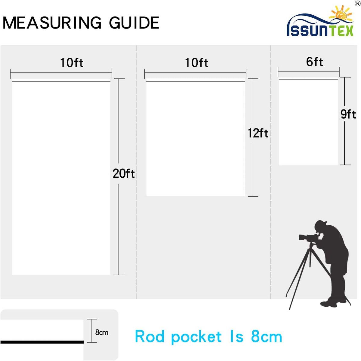 ISSUNTEX 10X12 ft Background Muslin Backdrop, Photo Studio, Collapsible High Density Screen for