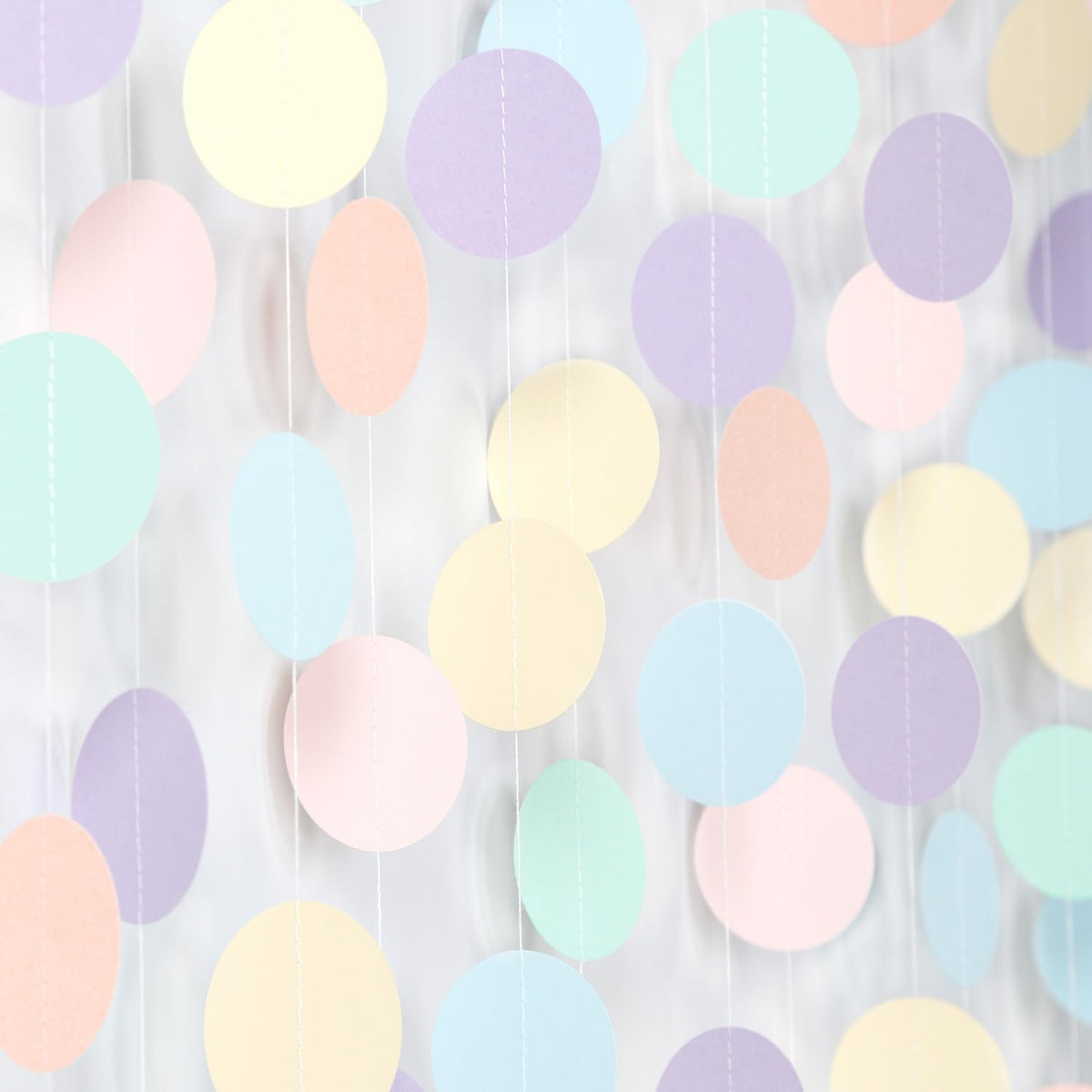 Pastel Rainbow Birthday Party-Decorations Streamers - 52FT Yellow Blue Mint Pink Purple Hanging