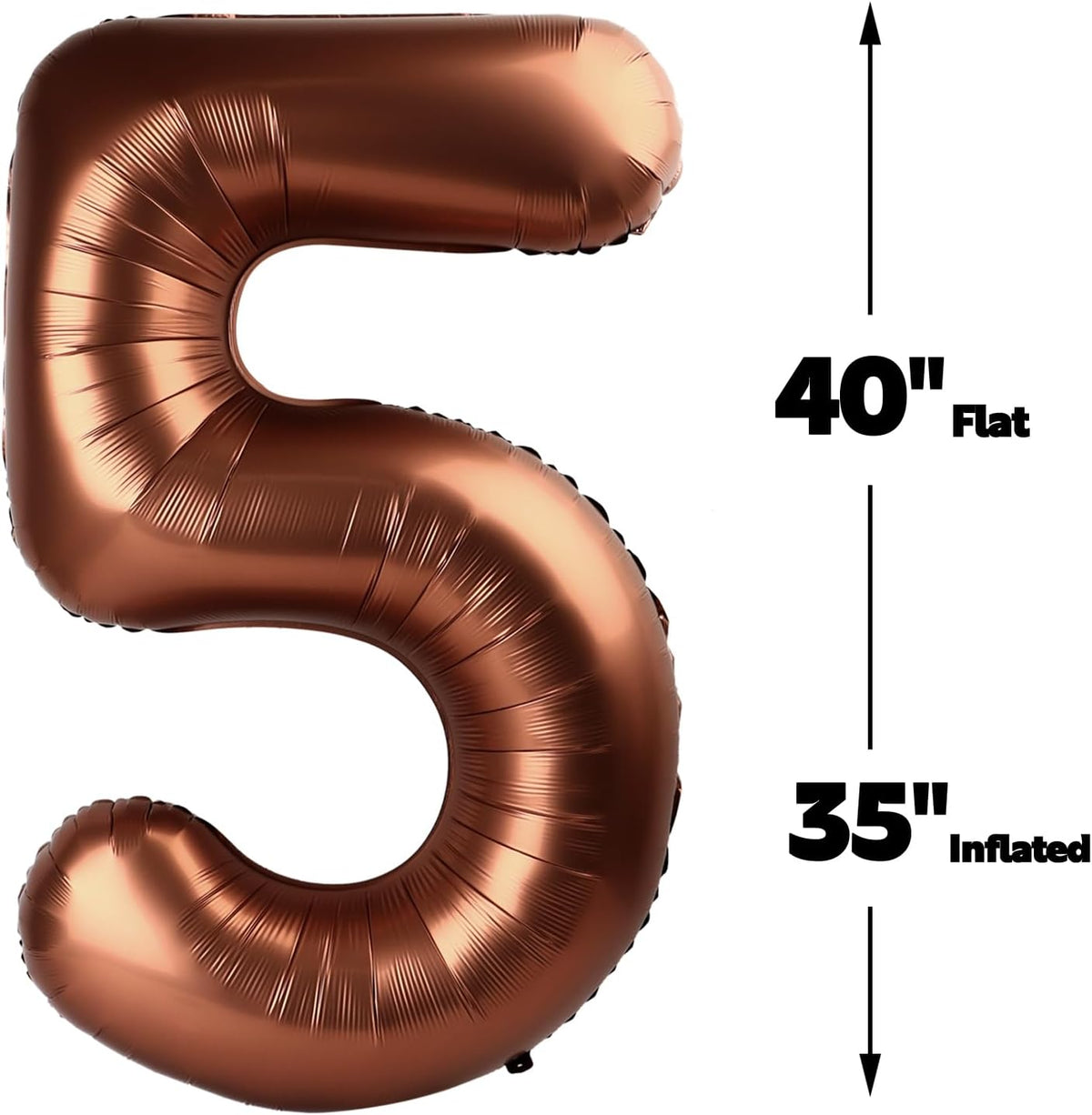 Large Coffee Brown 40 Inch Birthday Number 5 Balloon, Dark Brown Five 5th 15 25 35 50 55 Birthday
