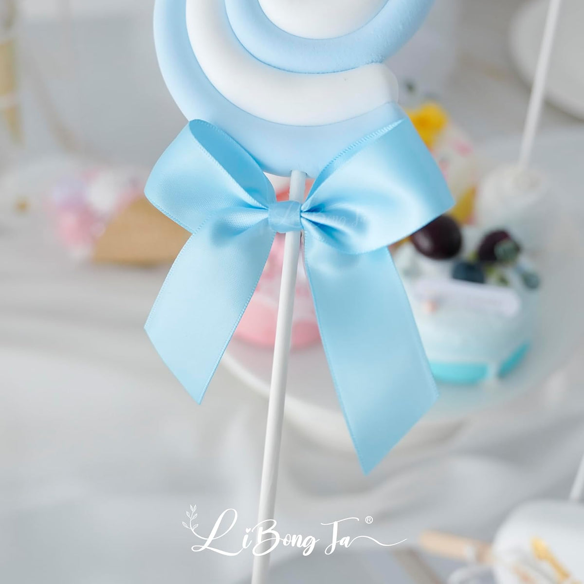 3.5" Blue Bow Satin Pre-Tied Bows for Gift Wrapping, Small Bows for Crafts, Premade Bows, Candy