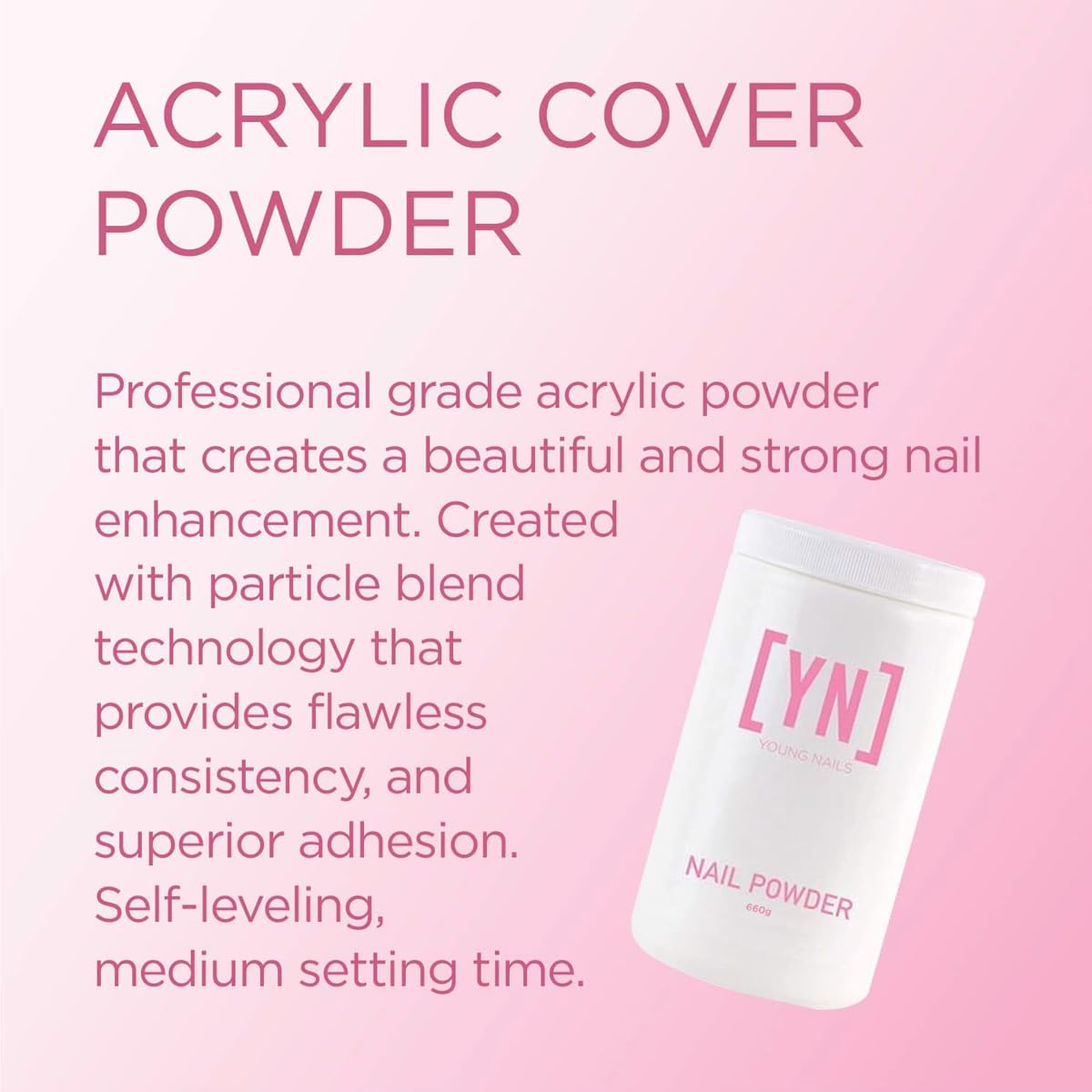 Young Nails Acrylic Cover Powder - Self-Leveling Acrylic Nail Powder, Clear Nude Pink White Acrylic