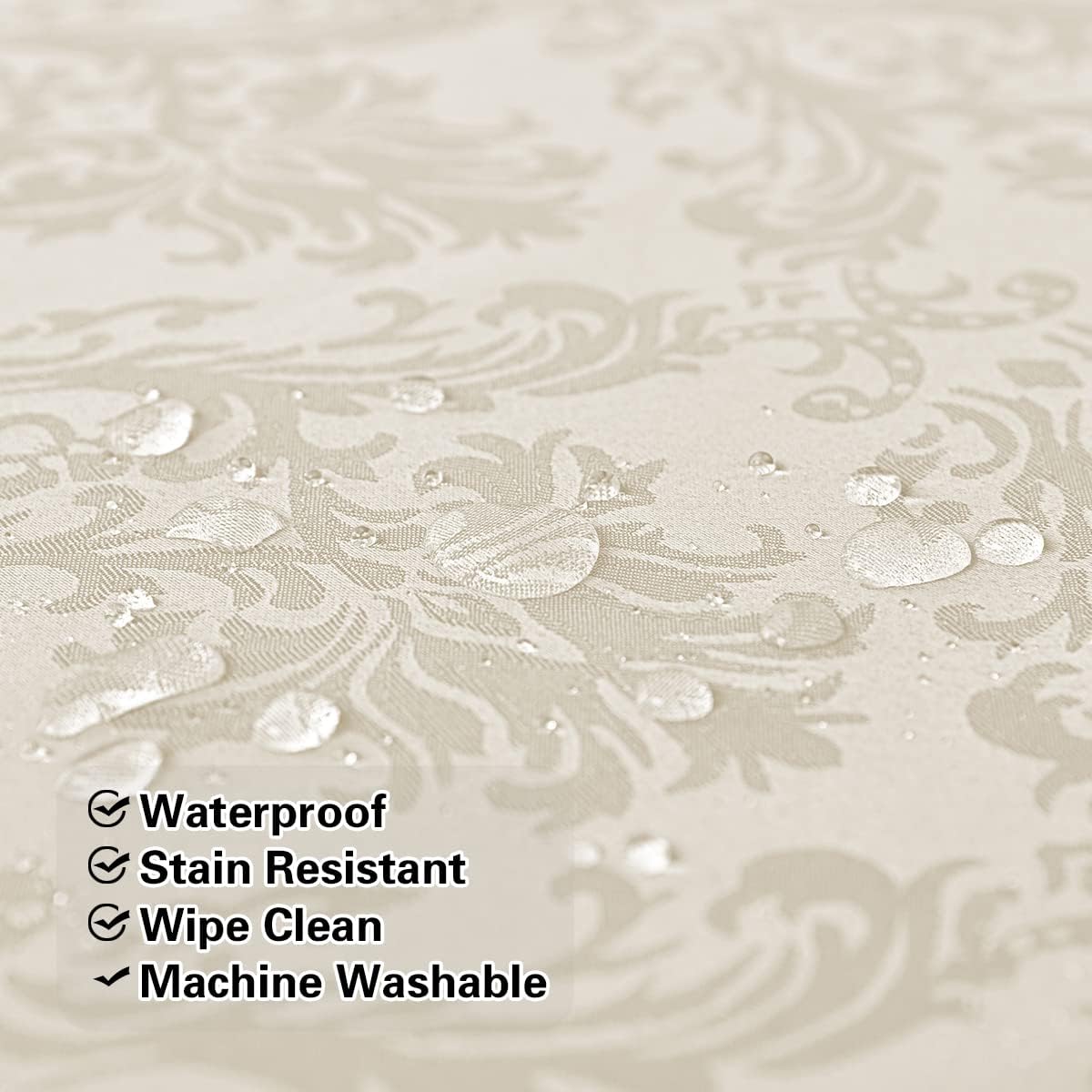 SASTYBALE Jacquard Tablecloth Rectangle 52 x 70 Inch Beige, Spill Proof Wrinkle Free Damask Table