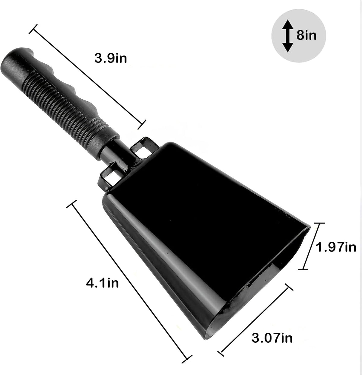 Steel Cowbell with Handle 8 Inch Cow Bells Noise Makers, 2 Pack Large Cowbells for Sporting Events