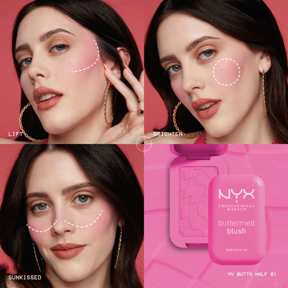 NYX PROFESSIONAL MAKEUP Buttermelt Powder Blush, Fade and Transfer-Resistant Blush, Up to 12HR Make