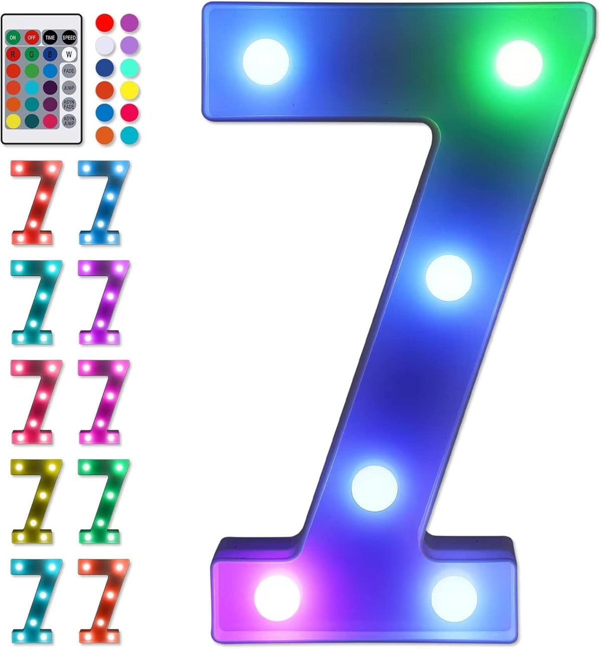 Foaky Colorful LED Number Lights with Remote, Light Up Number Sign for Night Light Wedding/Birthday