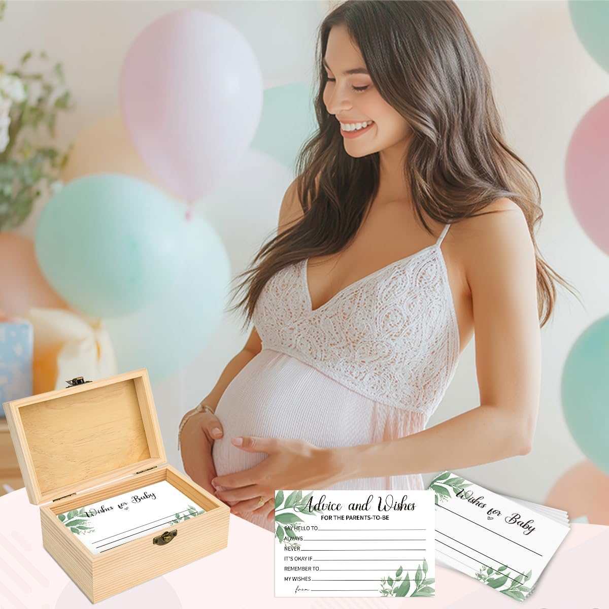 50Pcs Baby Shower Advice Cards with Advice and Wishes Box for New Parents Baby Shower Game