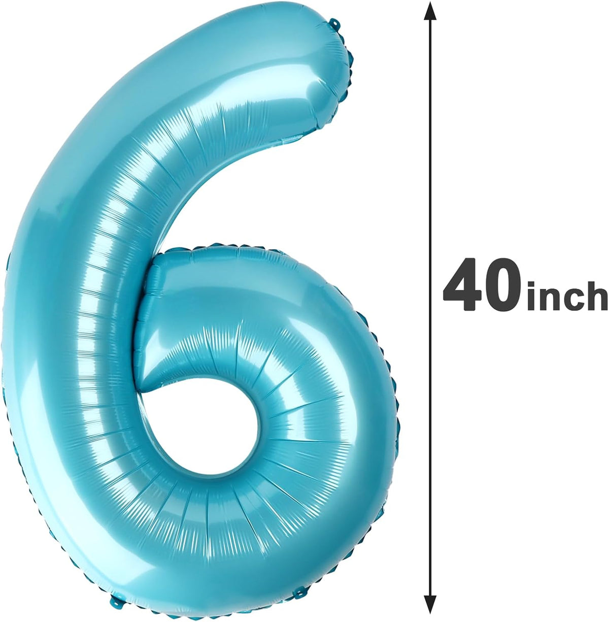 Pearl Blue 6 Number Balloon, 40 Inch Mylar Foil Number 6 Birthday Balloon, Digital Balloons for 6