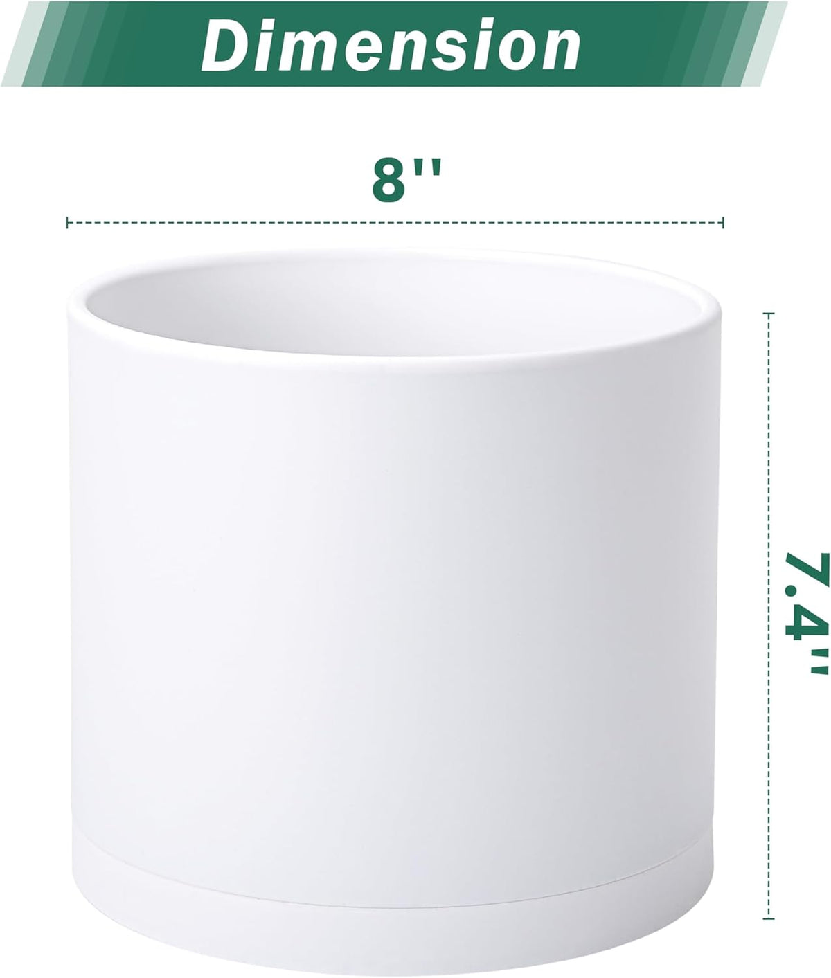 D'vine Dev 2 Pack 8 Inch Modern Plastic Plant Pots, Cylindrical Garden Planters for Plants with