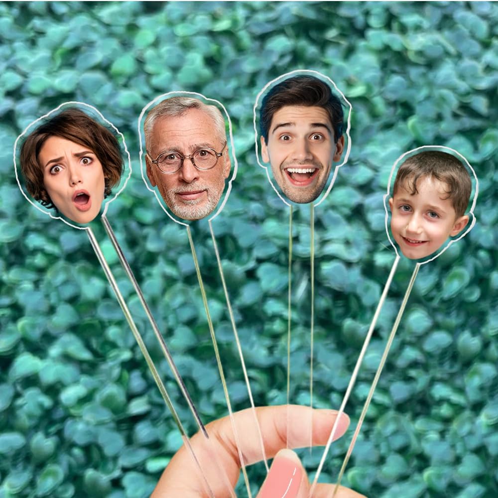 50 Pcs Personalized 50th to 90th Birthday Face Photo Drink Stirrers, 60th 70th 80th Birthday Party