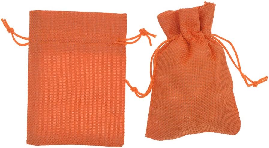 20Pcs Orange Burlap Gift Bags with Drawstring, 5.9 x 7.5 Inch Linen Jewelry Gift Bags for Halloween