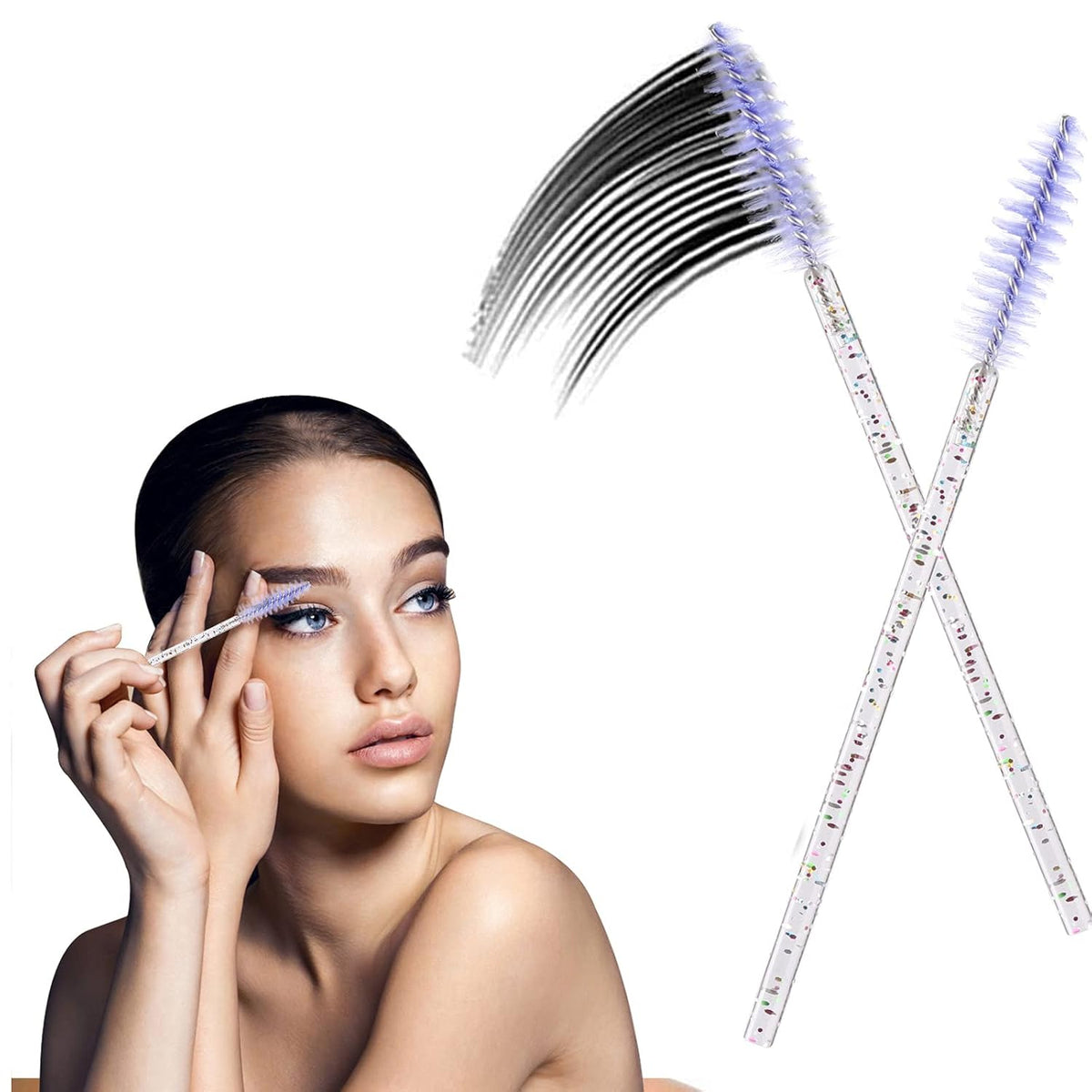 BTYMS 200 Pcs Disposable Mascara Wands Lash Applicator Brush Brow Spoolies for Eyelash Extension