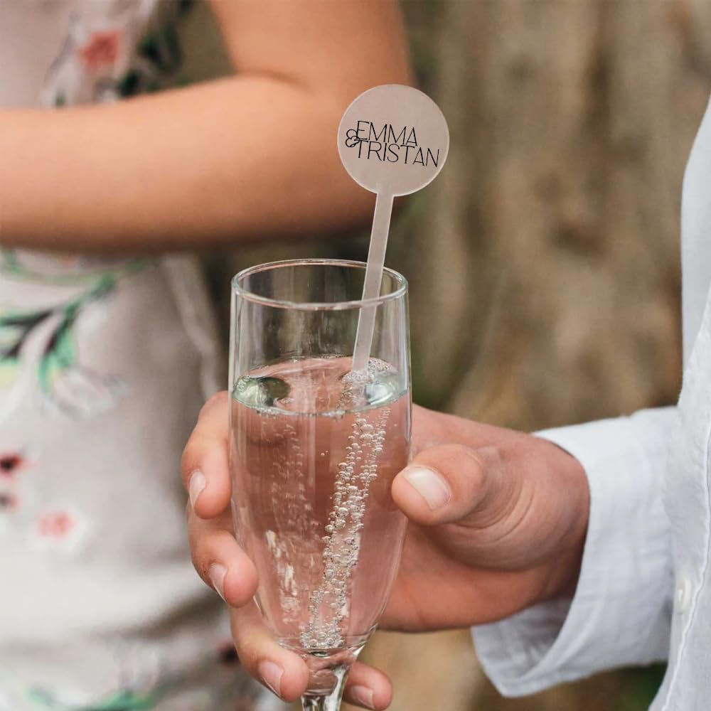 Personalized Wedding Drink Stirrers, Custom Anniversary Stir Swizzle Sticks, Cocktail Bar Last Name